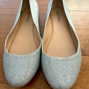 Silver sparkle flats